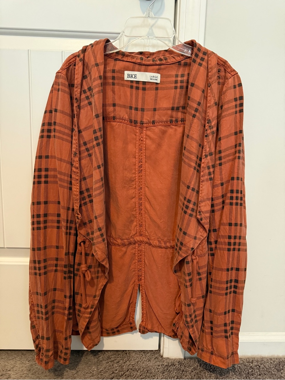 BKE Women's Rust Plaid Overshirt